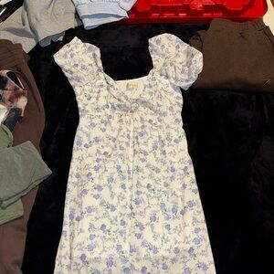 Altar'd State White Dress with Purple Floral Design